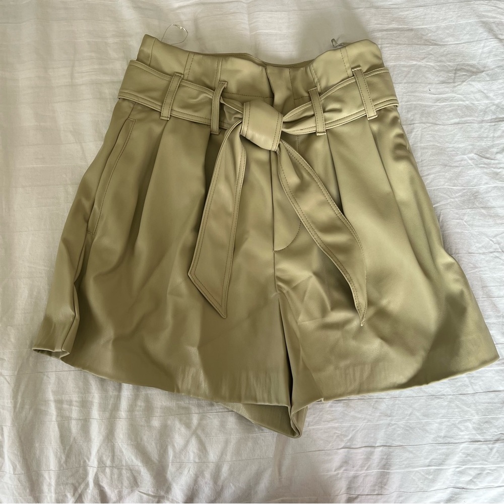 Zara light green pleather shorts